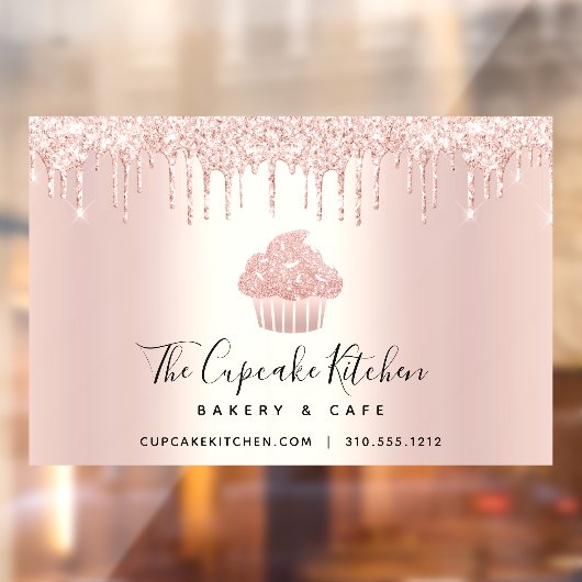 カップケーキ バーケリー パティシエ ローズゴールド グリッター ドリップス ウィンドウサイン (シート2)