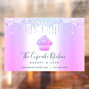 カップケーキ バーケリー パティシエ 紫 グリッター ドリップス ウィンドウサイン