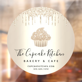 カップケーキ バー ケーキ パストリー カフェ シック ゴールド グリッター ドリップス ウィンドウサイン