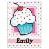カップケーキ,ピンク,青,緑,水玉模様 クリップボード (裏面)