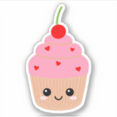 カップケーキ フェイス ビニールステッカー  水筒などに シール (正面)