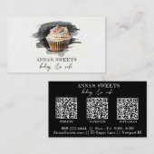 *~* カップケーキ ベーカリー ショップ 3 QR ソーシャル メディア 名刺 (正面/裏面)
