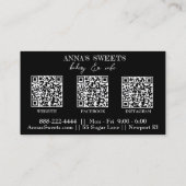 *~* カップケーキ ベーカリー ショップ 3 QR ソーシャル メディア 名刺 (裏面)