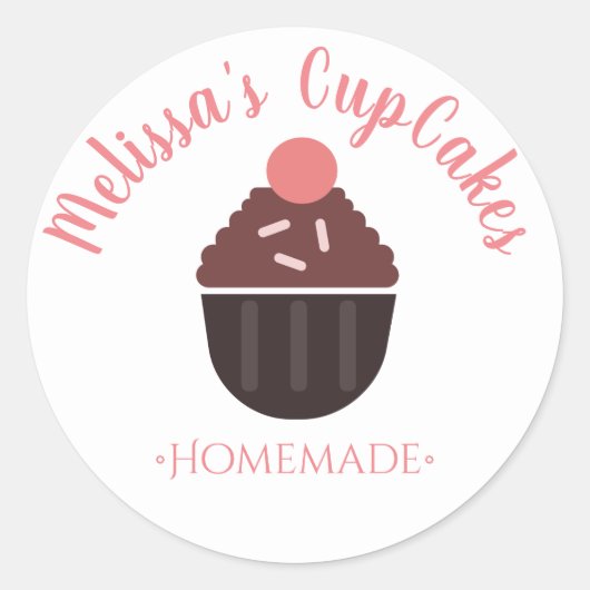 カップケーキ ロゴ スプリンクル 手作りベーカリー ラウンドシール (正面)