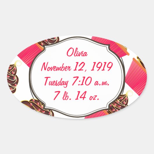 カップケーキ 楕円形シール (正面)