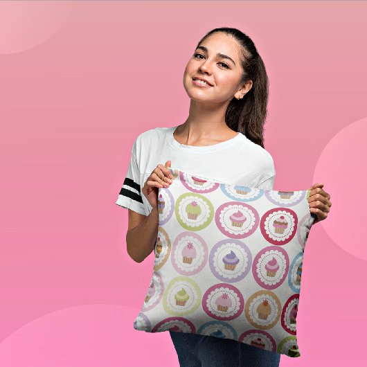 カップケーキ&水玉模様装飾装飾用クッション クッション