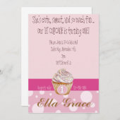 カップケーキ & 水玉模様 招待状 (正面/裏面)