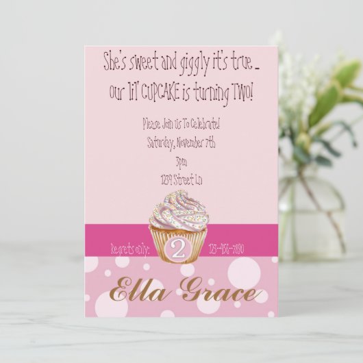 カップケーキ&水玉模様-第2 招待状 (スタンド正面)