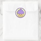 カップケーキ 紫 かわいい ラウンドシール (バッグ)