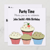 カップケーキ – 誕生日招待状 招待状 (正面/裏面)
