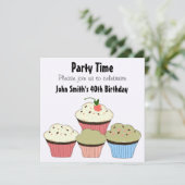 カップケーキ – 誕生日招待状 招待状 (スタンド正面)