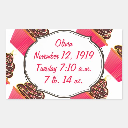 カップケーキ 長方形シール (正面)