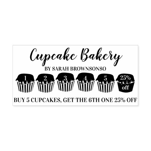 カップケーキ 5個買ったら1個無料 バーカリー ロイヤルティ セルフインキングスタンプ (デザイン)