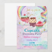 カップケーキ 6歳の誕生日パーティー スイートキャンディパーティー 招待状 (正面/裏面)