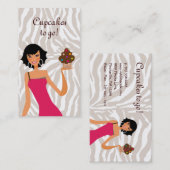 カップケーキGalのベーカリーの名刺のシマウマの黒 名刺 (正面/裏面)