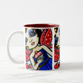 カップケーキYUM! かわいいファンタジーの妖精のマグ ツートーンマグカップ (左)