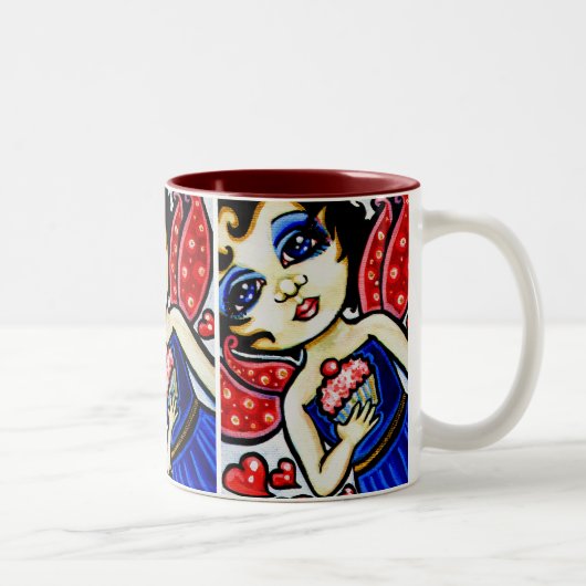 カップケーキYUM! かわいいファンタジーの妖精のマグ ツートーンマグカップ (右)