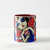 カップケーキYUM! かわいいファンタジーの妖精のマグ ツートーンマグカップ (中央)