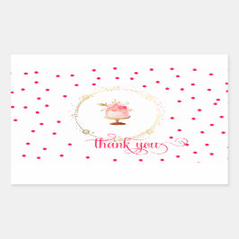 ★カップケ感謝していーキ 長方形シール