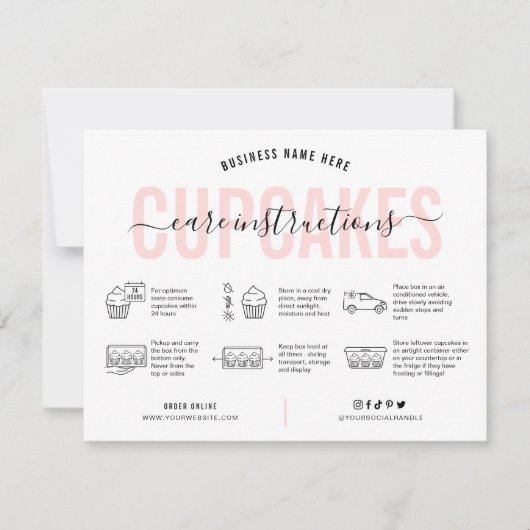 カップケ気にーキの指示カードピンク美学 サンキューカード (正面)