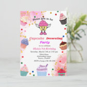 カップケ飾ーキの誕生日、子供のベーキングbash 招待状 (スタンド正面)