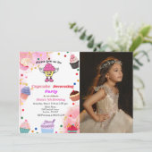 カップケ飾ーキの誕生日、子供のベーキングbash 招待状 (スタンド正面)