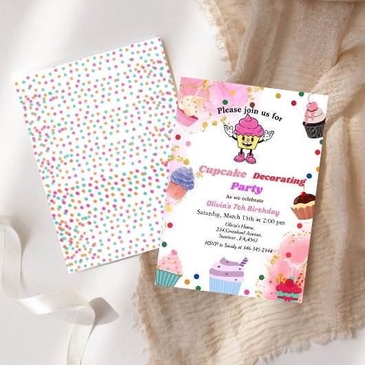 カップケ飾ーキの誕生日、子供のベーキングbash 招待状