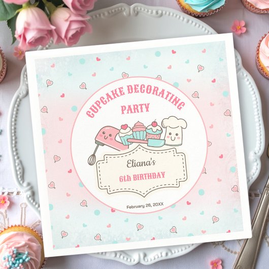 カップケ飾ーキパーティーかわいいベーキングガール誕生日 スタンダードカクテルナプキン