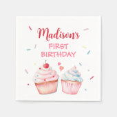 カップケ飾ーキパーティーかわいいベーキングガール誕生日 スタンダードカクテルナプキン (正面)