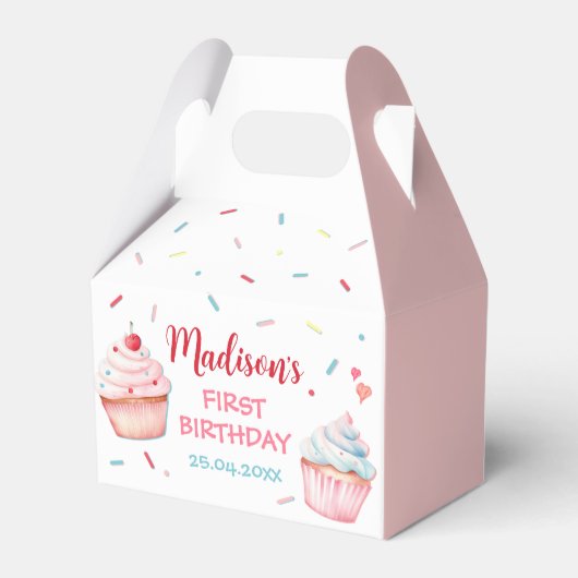 カップケ飾ーキパーティーかわいいベーキングガール誕生日 フェイバーボックス (裏面サイド)