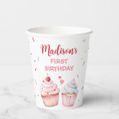 カップケ飾ーキパーティーかわいいベーキングガール誕生日 紙コップ (正面)