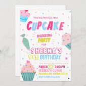 カップケ飾ーキパーティー誕生日招待状 招待状 (正面/裏面)