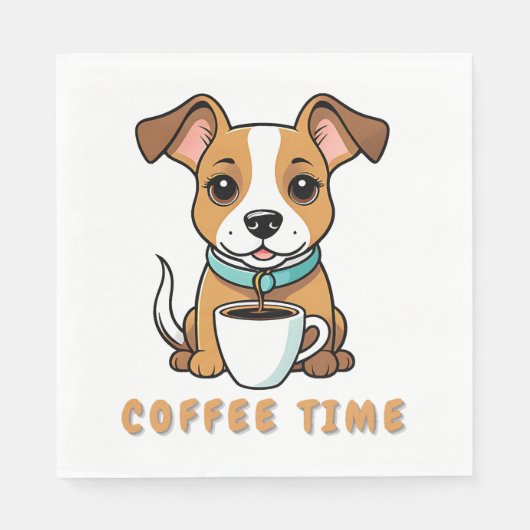 カップコーヒーを飲んだ犬 スタンダードランチョンナプキン (正面)
