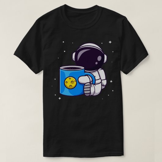 カップコーヒー宇宙漫画 Tシャツ (デザイン正面)