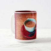 カップスプーンタイポグラフィ埋め込みワードクラウドカスタム ツートーンマグカップ (正面左)