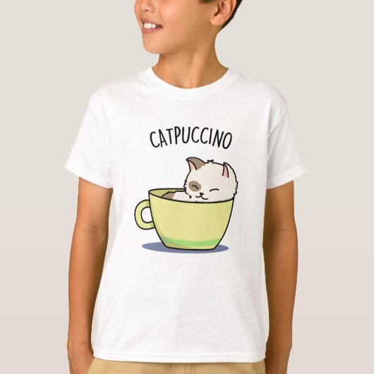カップパおもしろいンのキャッツチーノキティ猫 Tシャツ (正面)