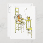 カップパを持っている疲れた鶏 ポストカード (正面/裏面)