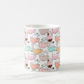 カップパターンデザイン01wの猫 コーヒーマグカップ (中央)