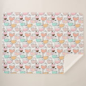 カップパターンデザイン01wの猫 シェルパブランケット (正面(横))