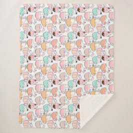 カップパターンデザイン01wの猫 シェルパブランケット