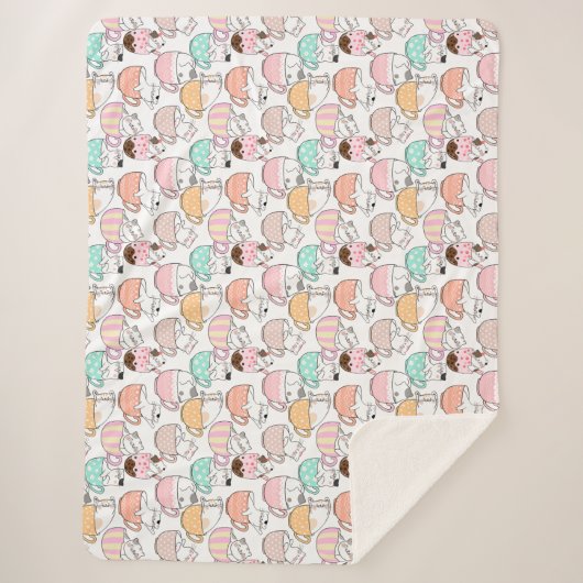 カップパターンデザイン01wの猫 シェルパブランケット (正面)