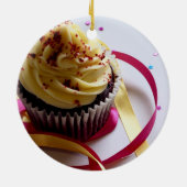 カップパーソナライズされたケーキ セラミックオーナメント (裏面)