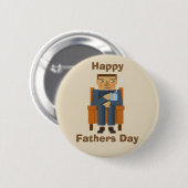カップパ付き肘掛け椅子にハッピーファーザーズ・デイマン 缶バッジ (正面&裏面)