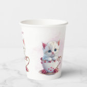 カップピンク花の子猫紙カップ 紙コップ (裏面)