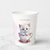 カップピンク花の子猫紙カップ 紙コップ (左)
