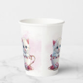 カップピンク花の子猫紙カップ 紙コップ (右)