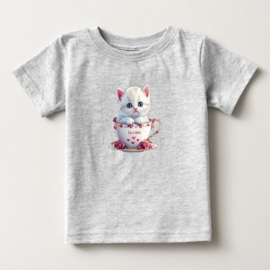 カップピンク花ベビーTシャツ ベビーTシャツ (正面)