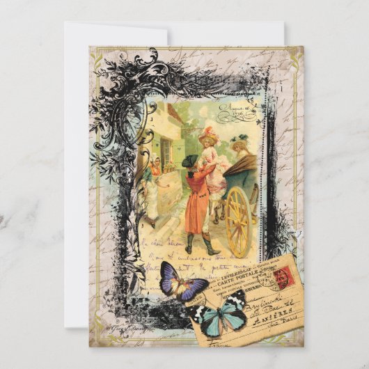 カップフランスのルインキャリッジカード招待状 招待状 (正面)