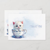 カップブルー花のサンキューカード サンキューカード (正面/裏面)