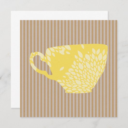 カップモダンとストライプスクエアグリーティングカード (正面/裏面)